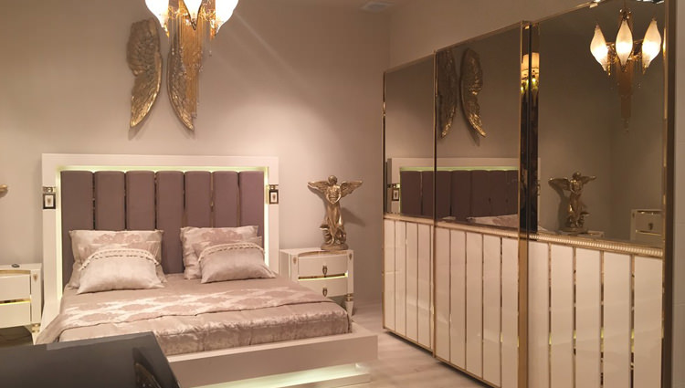 beyaz şık avangart yatak odası modeli