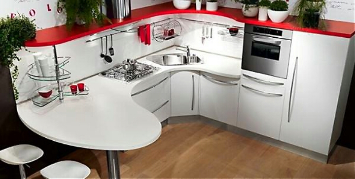 beyaz yuvarlak mutfak modeli