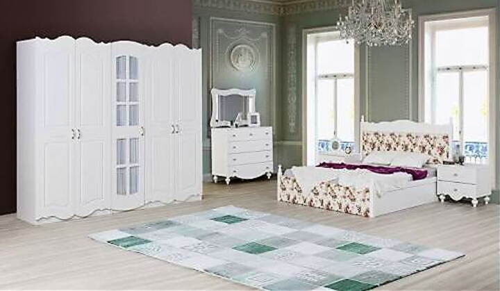 beyaz şık yatak odası modeli