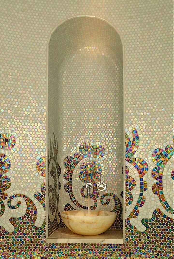 otantik desenli banyo mozaiği